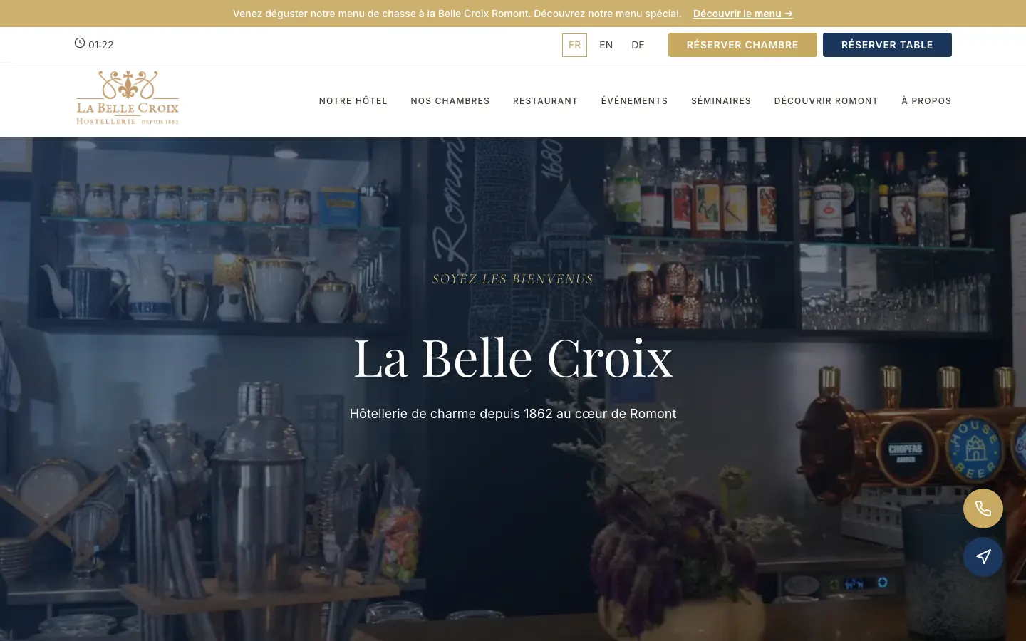 Page d’accueil du site de La Belle Croix